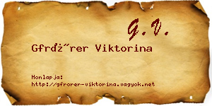 Gfrörer Viktorina névjegykártya